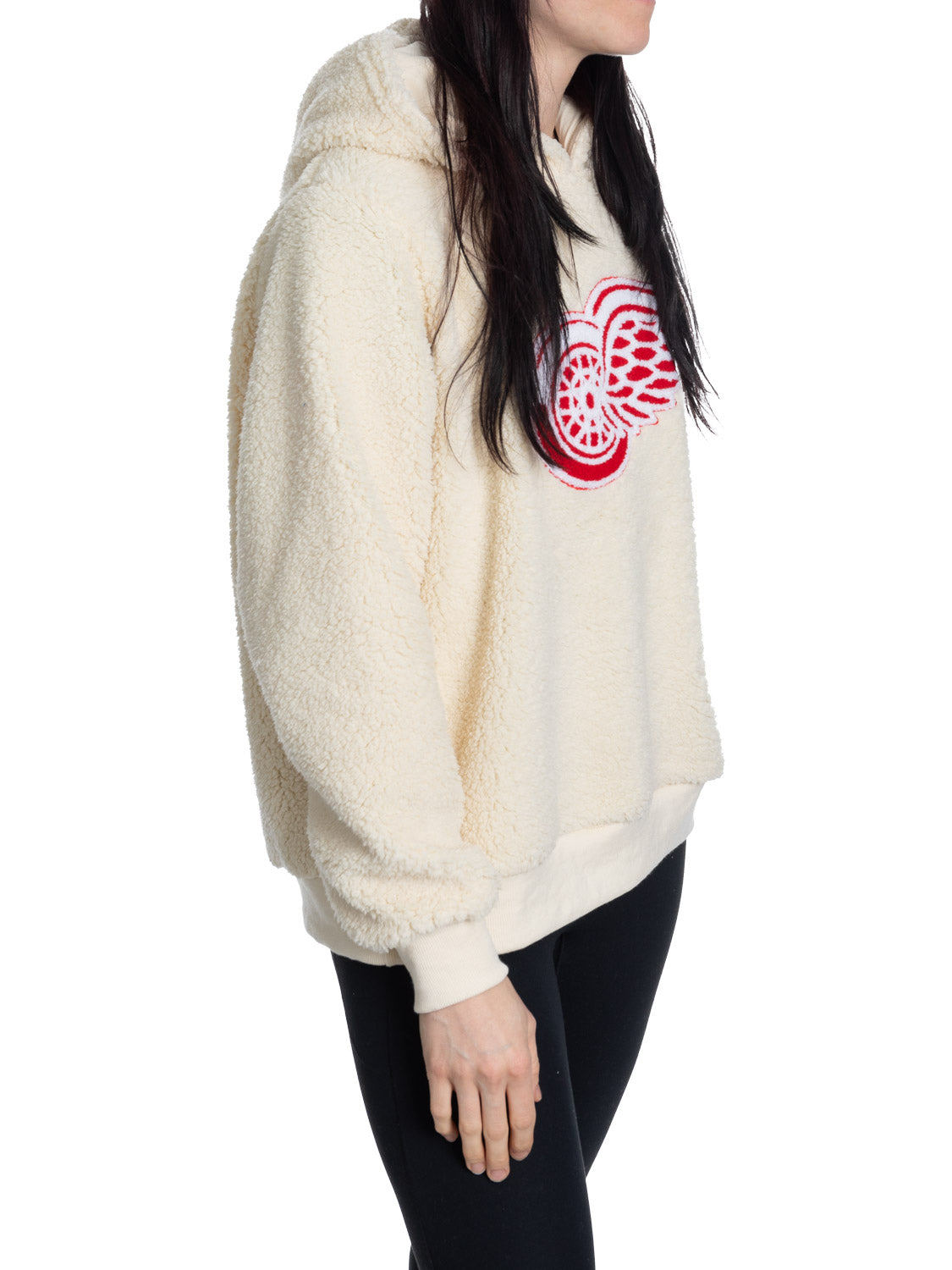Chandail à capuchon Sherpa pour femme des Red Wings de Détroit avec logo en chenille de qualité supérieure