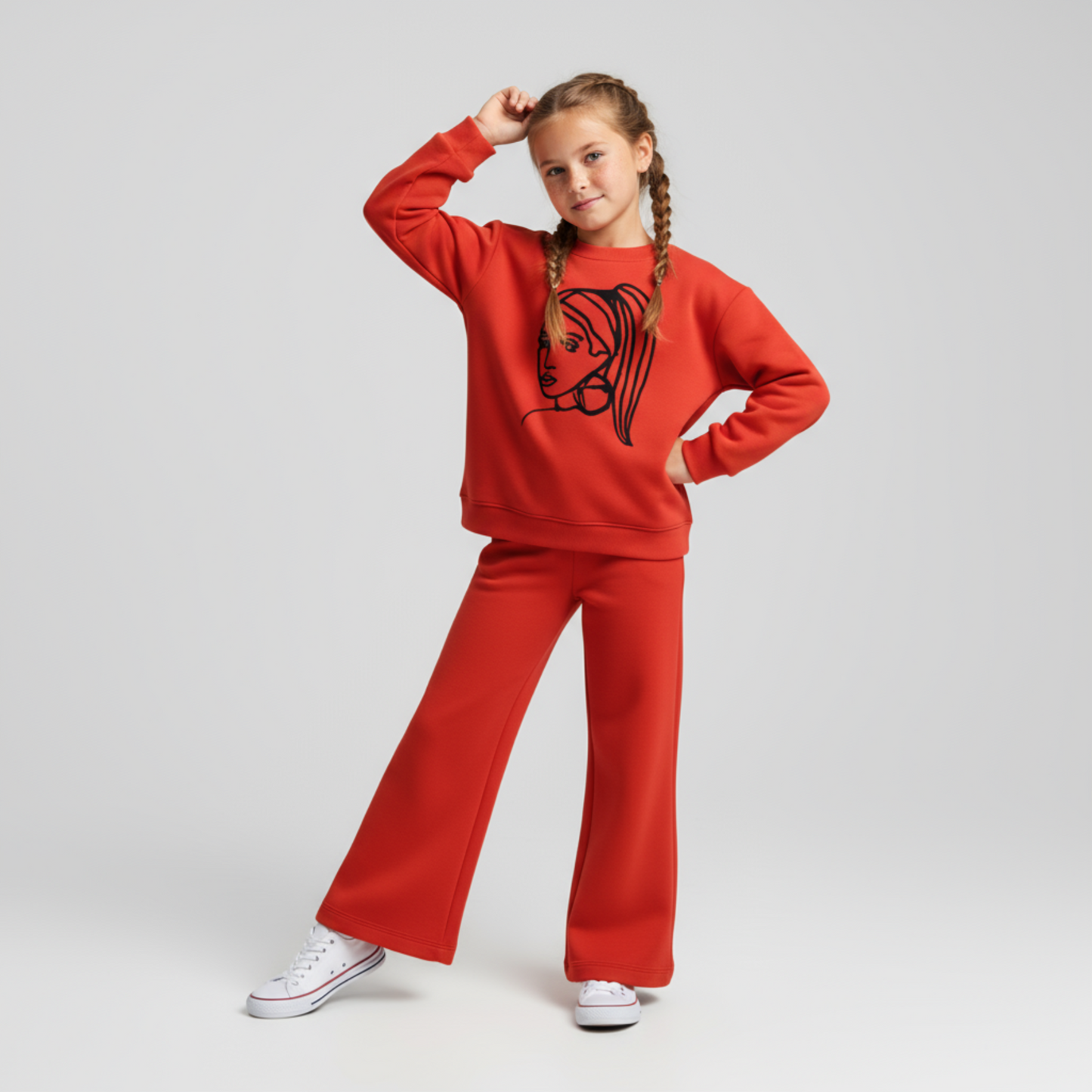 Ensemble élégant en coton évasé pour filles