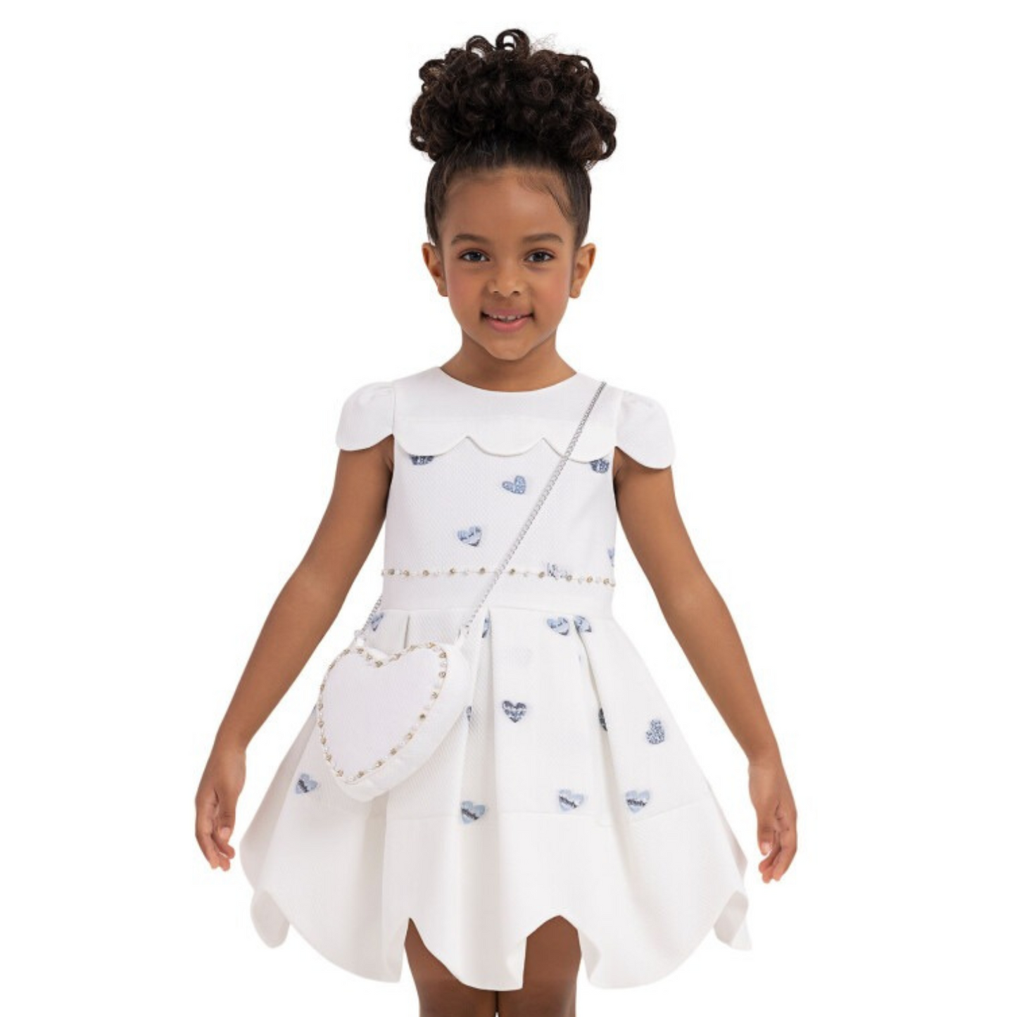 Robe de soirée fille Cœurs bleus