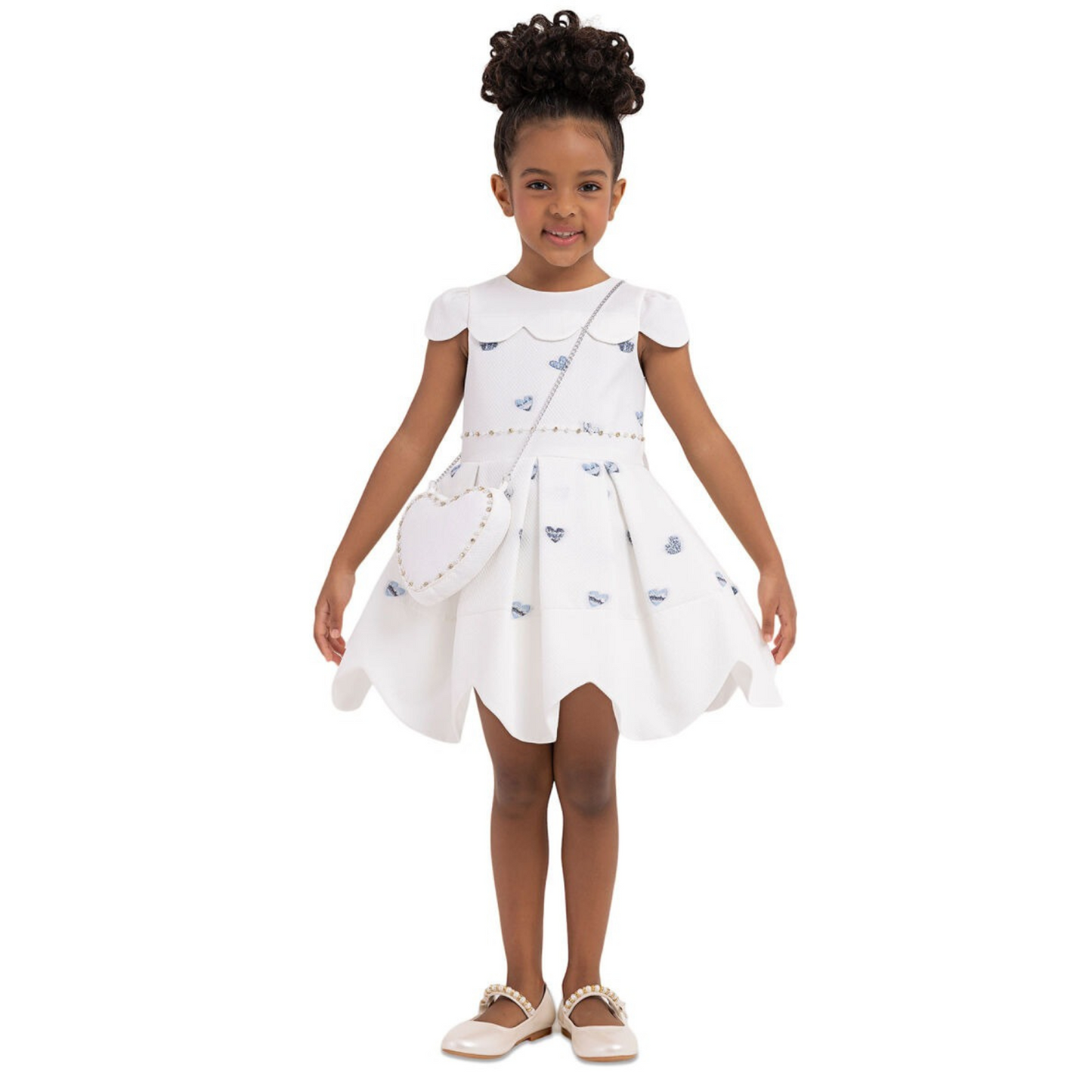 Robe de soirée fille Cœurs bleus