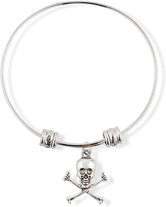 Skull and Bones Fancy Charm Bangle-0