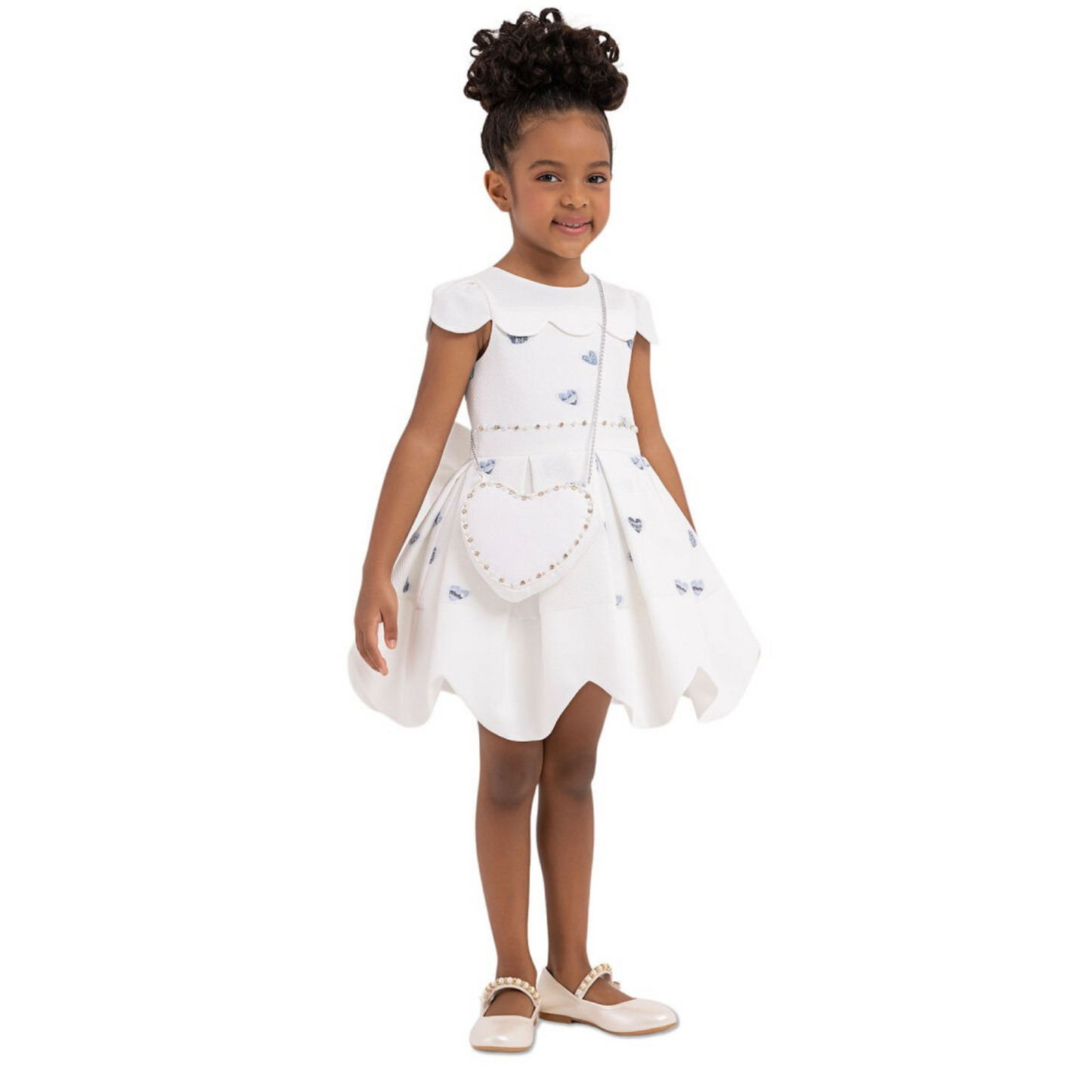 Robe de soirée fille Cœurs bleus
