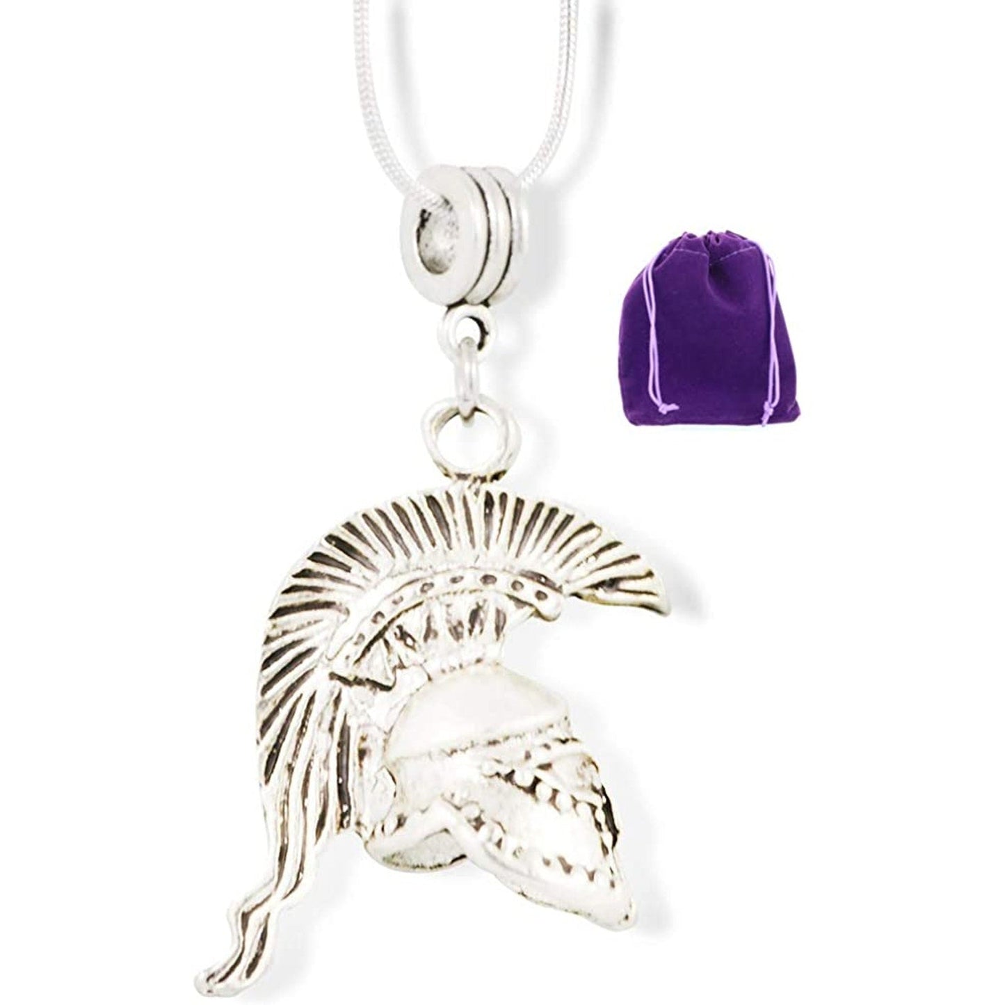 Trojan Helmet Charm Snake Chain Necklace Pendant Jewelry-0