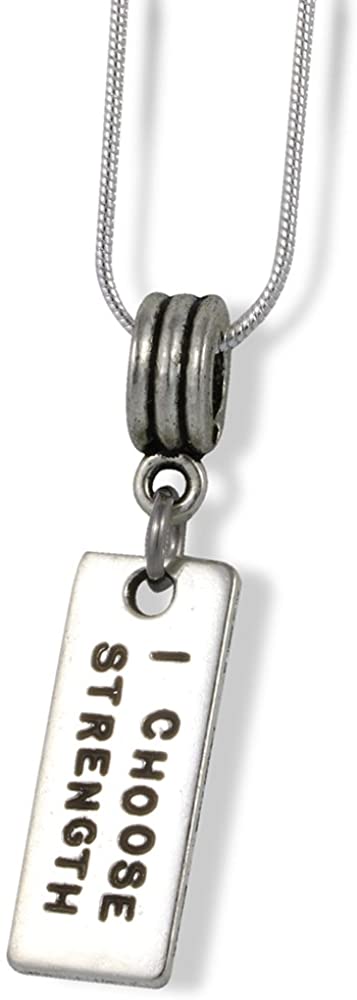 I Choose Strength Charm Snake Chain Necklace-0