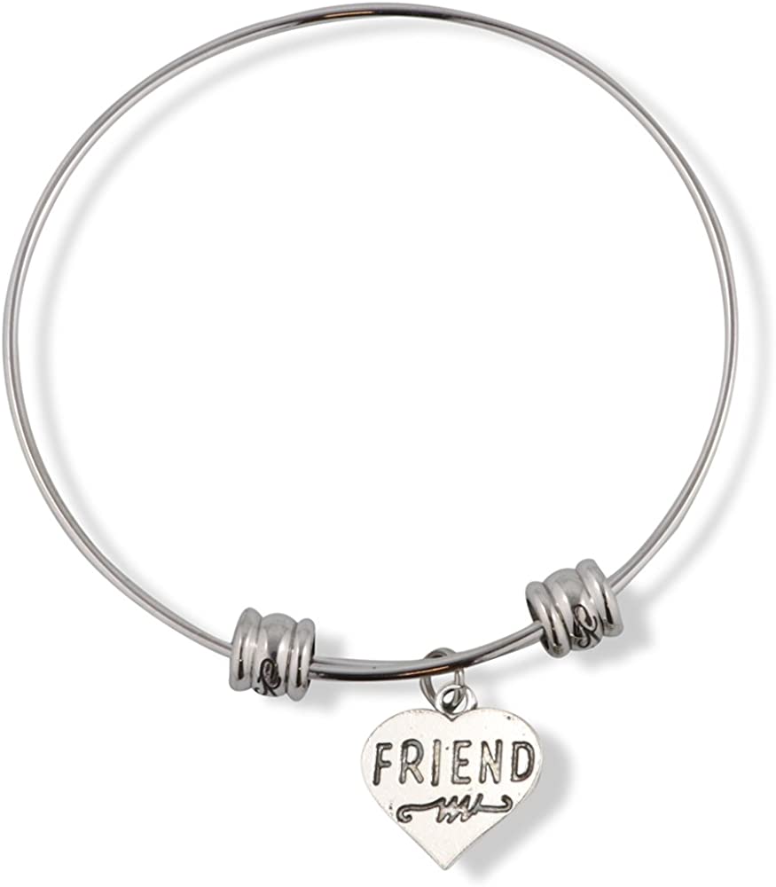 Emerald Park Jewelry Friend on a Heart Fancy Charm Bangle-0