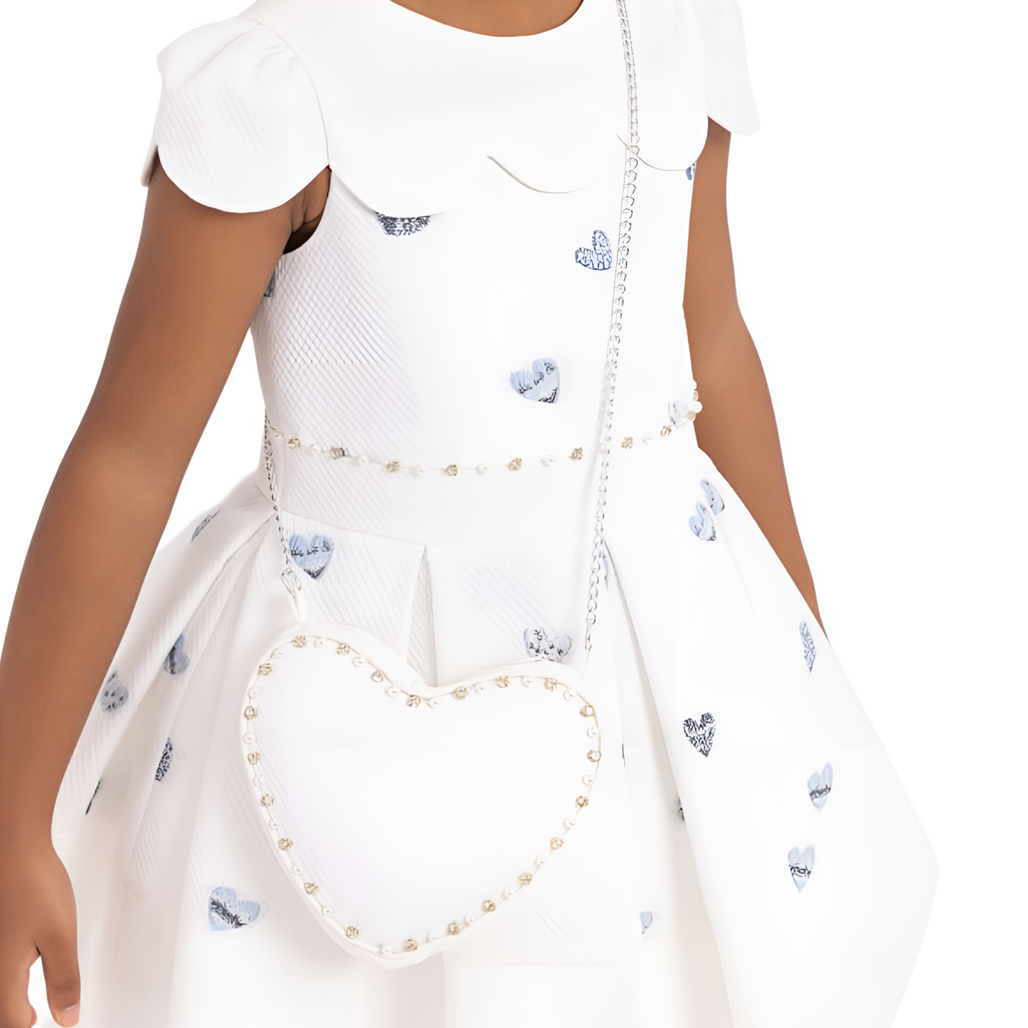 Robe de soirée fille Cœurs bleus