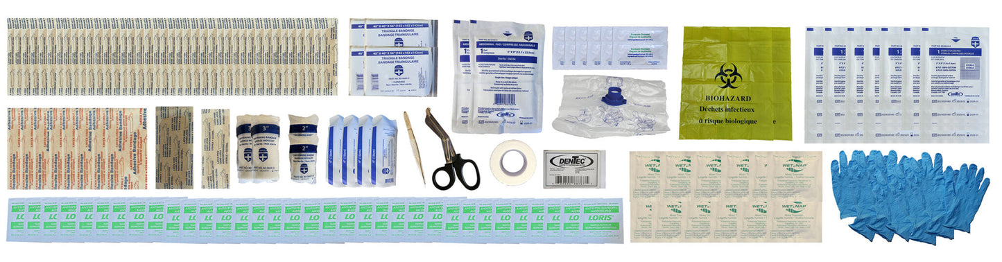 TROUSSE DE PREMIERS SOINS DE BASE DE TYPE 2 SELON CSA Z1220 EN VRAC DANS UNE BOÎTE EN PLASTIQUE DE 24 UNITÉS