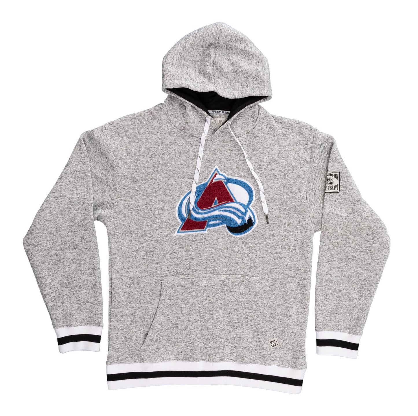 Chandail à capuchon Colorado Avalanche avec logo tissé en chenille style Muskoka de première qualité