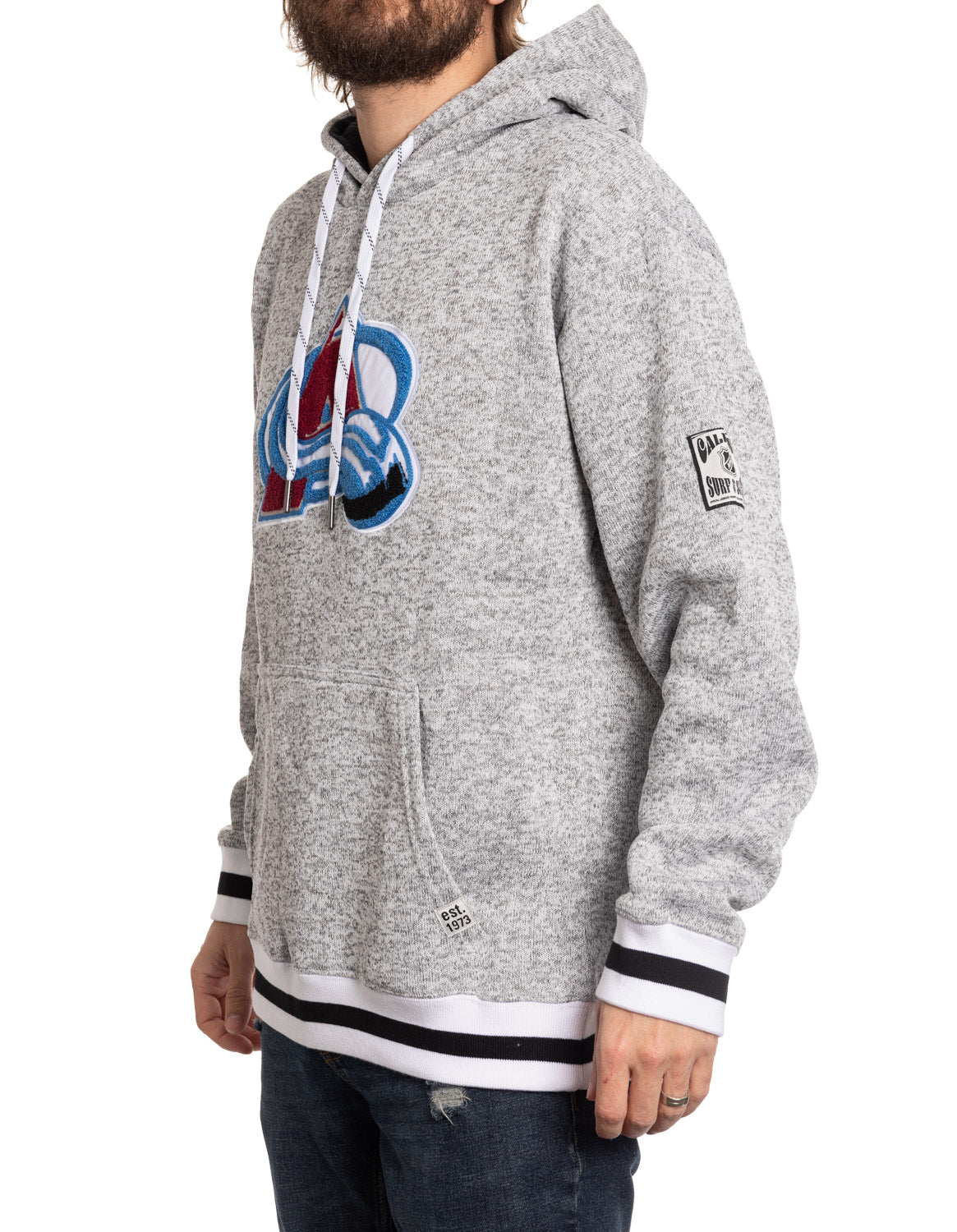 Chandail à capuchon Colorado Avalanche avec logo tissé en chenille style Muskoka de première qualité
