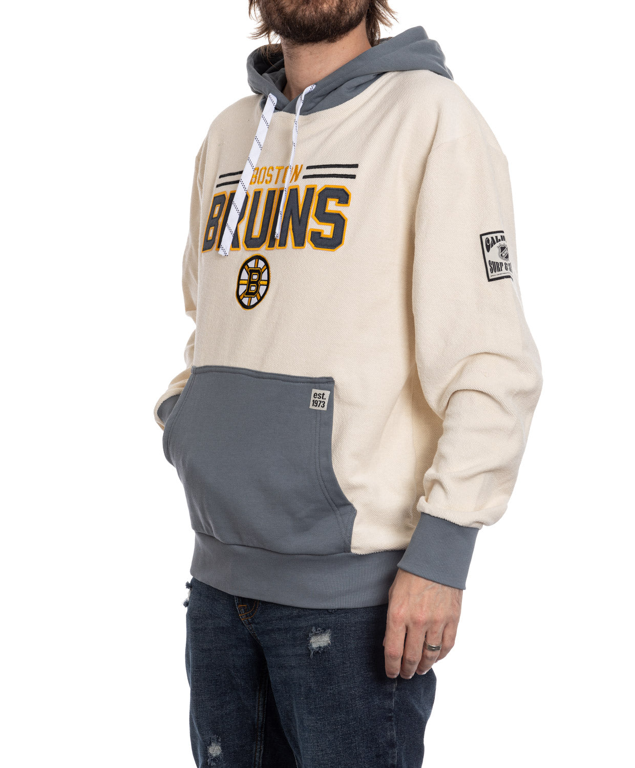 Chandail à capuchon unisexe de qualité supérieure Boston Bruins NHL Retro en tissu éponge inversé
