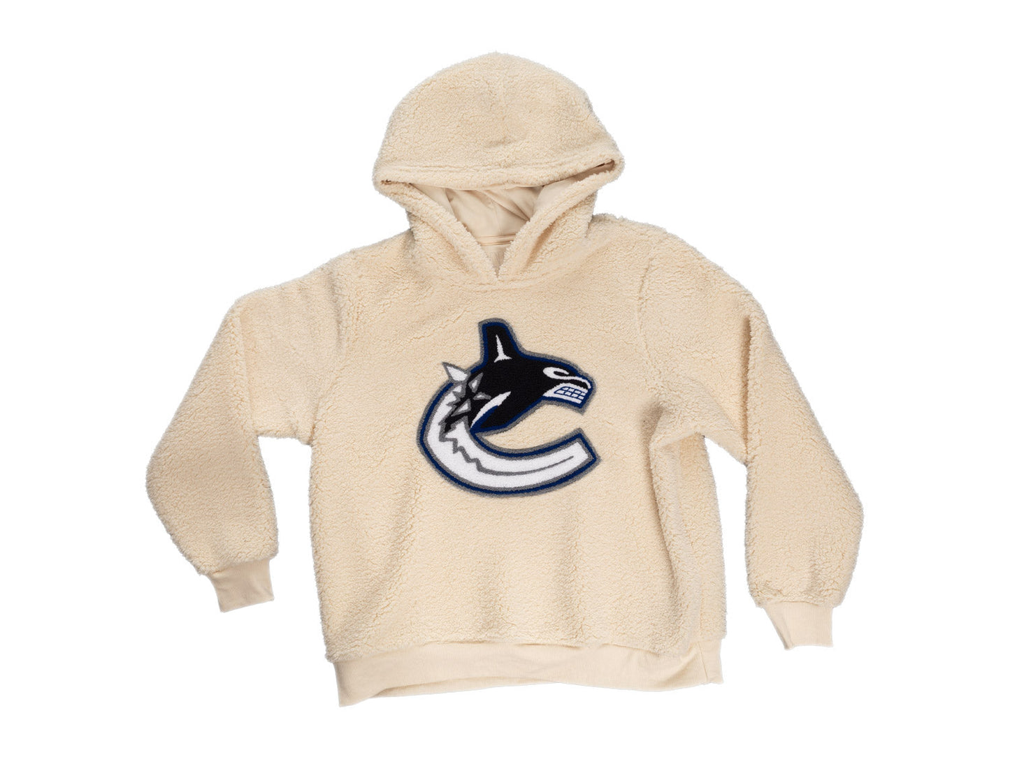 Hoodie Sherpa femme Vancouver Canucks avec logo Chenille de qualité supérieure