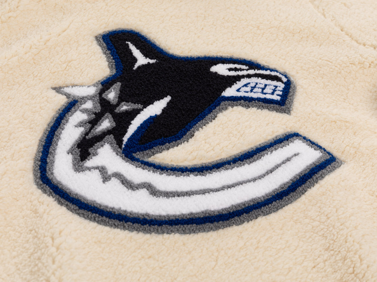 Hoodie Sherpa femme Vancouver Canucks avec logo Chenille de qualité supérieure