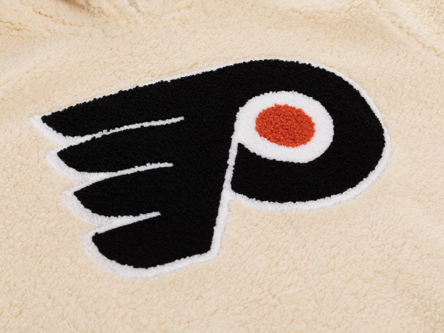Chandail à capuchon Sherpa pour femmes des Flyers de Philadelphie avec logo en chenille de première qualité