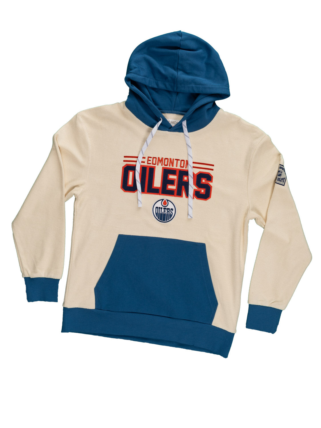 Chandail à capuchon de première qualité unisexe en tissu éponge inversé rétro des Oilers d'Edmonton de la LNH