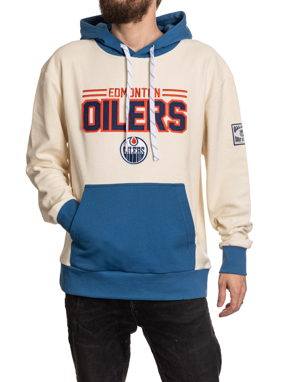 Chandail à capuchon de première qualité unisexe en tissu éponge inversé rétro des Oilers d'Edmonton de la LNH