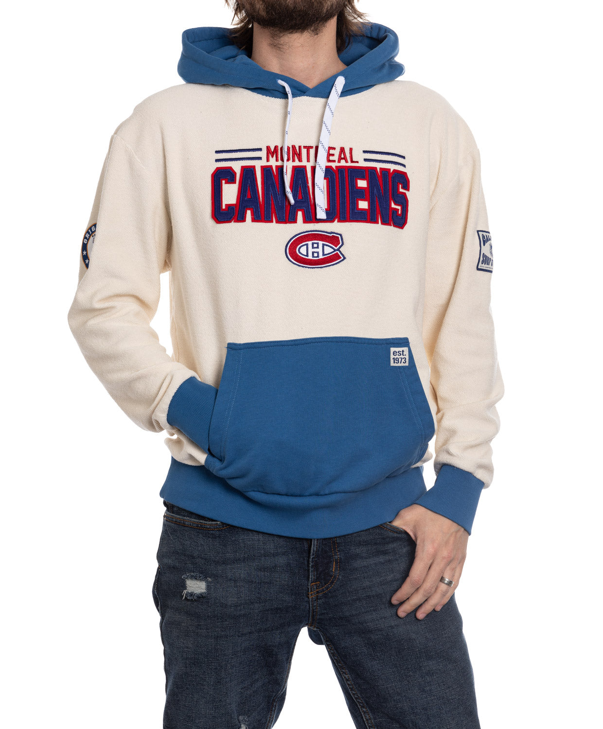 Chandail à capuchon de qualité supérieure rétro en tissu bouclette inversé unisexe LNH Canadiens de Montréal