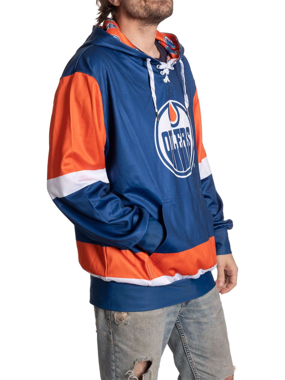 Chandail à capuchon à lacets des Oilers d'Edmonton