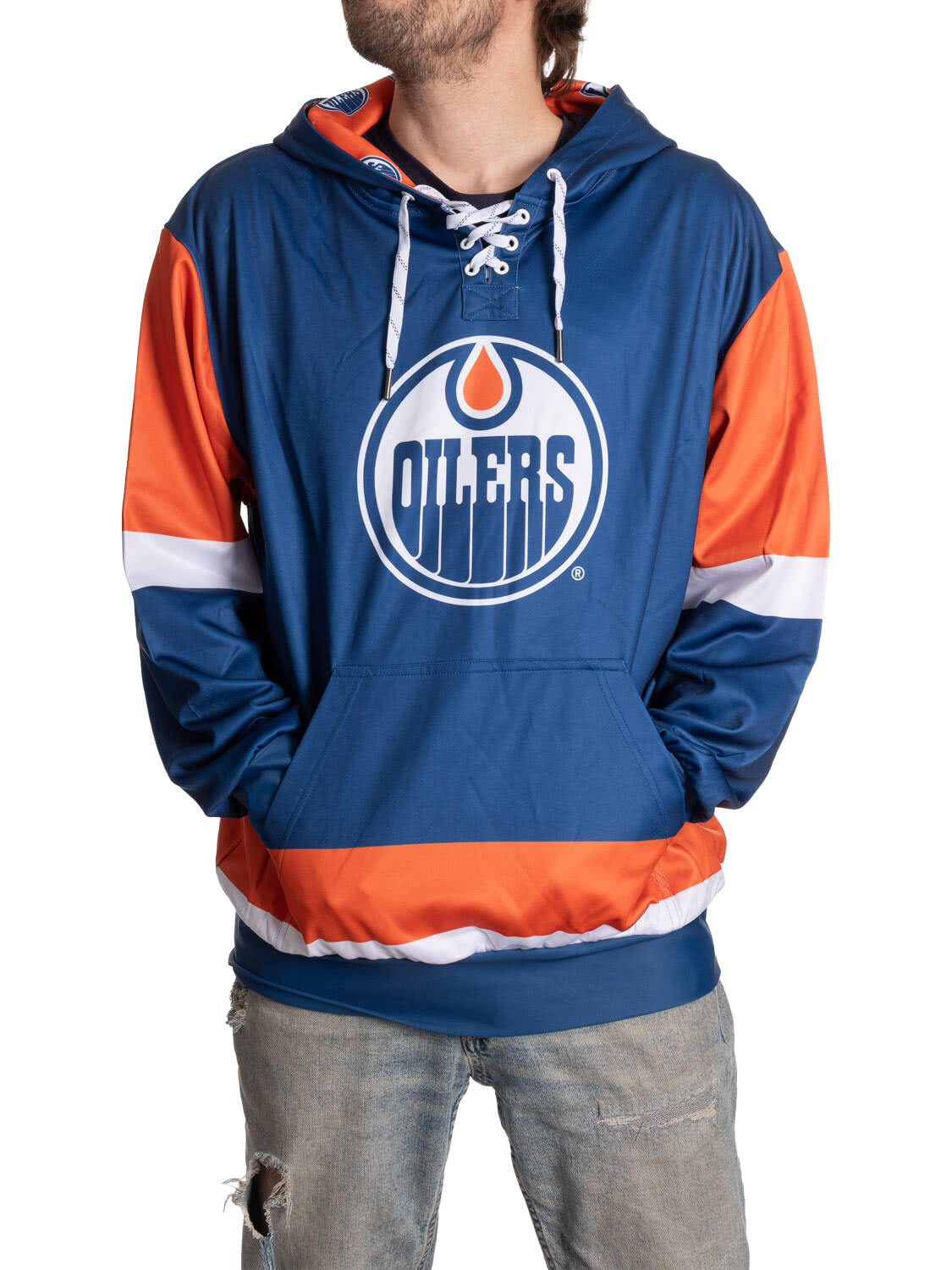 Chandail à capuchon à lacets des Oilers d'Edmonton