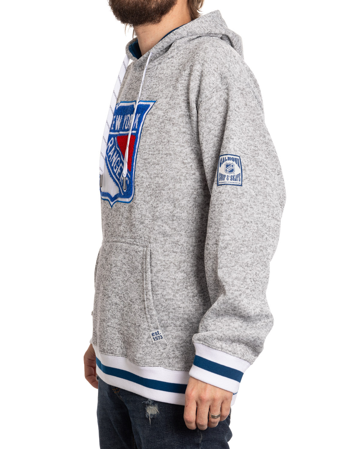 Sweat à capuche tissé haut de gamme à logo chenille des New York Rangers, style "Muskoka"