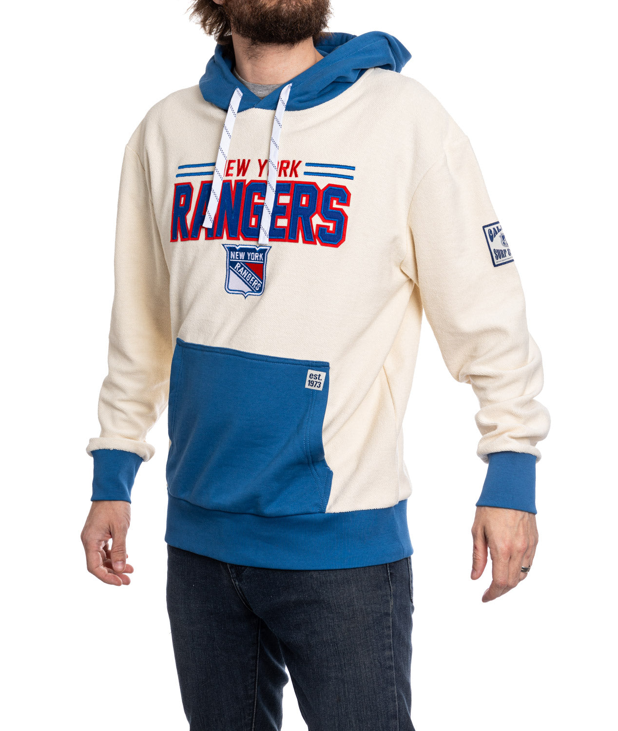 Chandail à capuchon unisexe New York Rangers LNH en tissu éponge inversé, style rétro de qualité supérieure