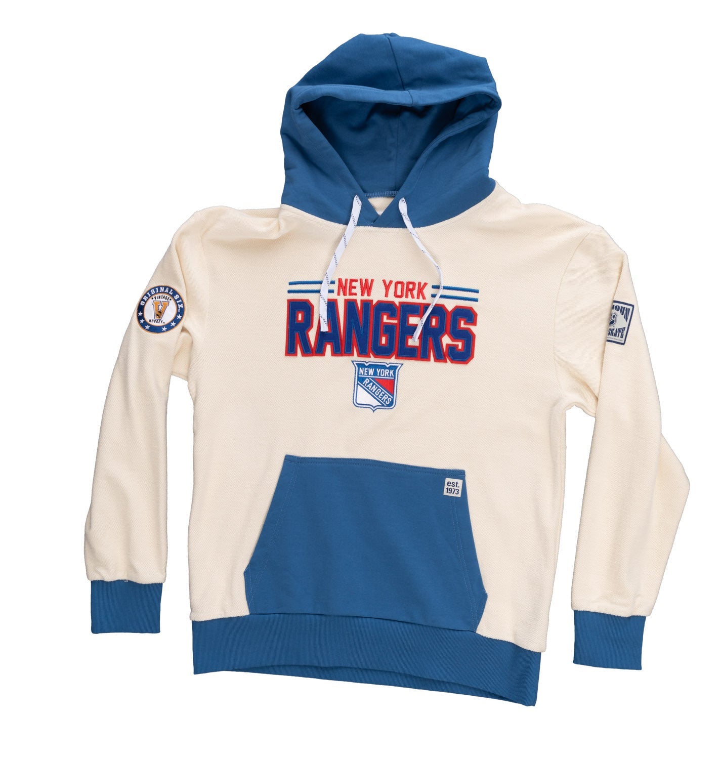 Chandail à capuchon unisexe New York Rangers LNH en tissu éponge inversé, style rétro de qualité supérieure