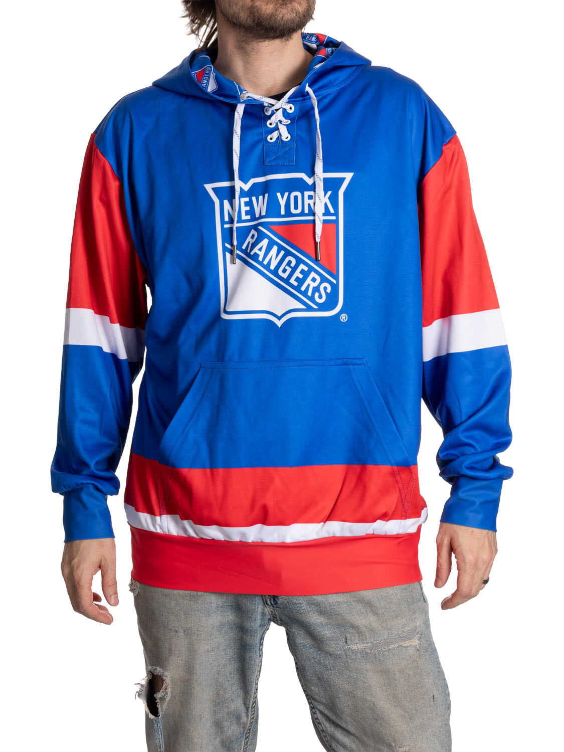 Sweat à capuche lacets de hockey des Rangers de New York