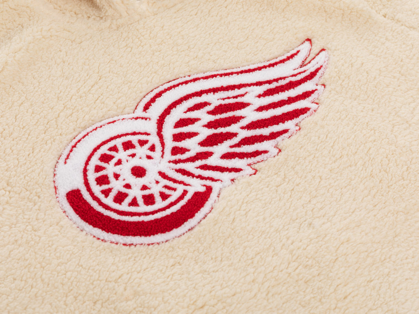Chandail à capuchon Sherpa pour femme des Red Wings de Détroit avec logo en chenille de qualité supérieure