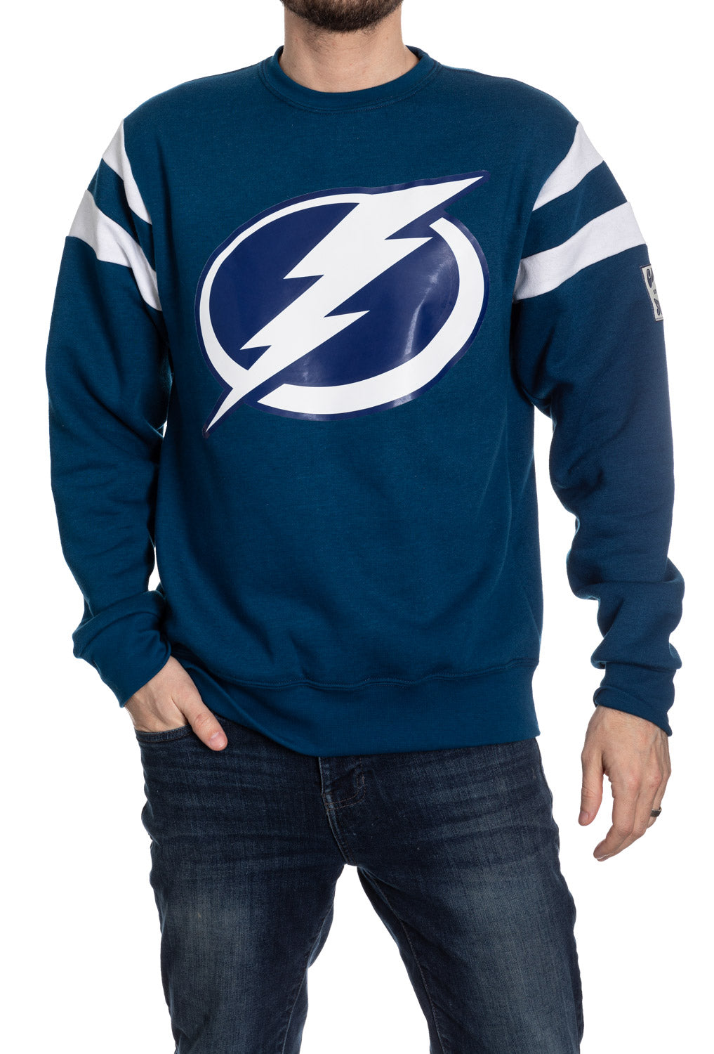 Sweat-shirt ras du cou de style rétro universitaire Tampa Bay Lightning