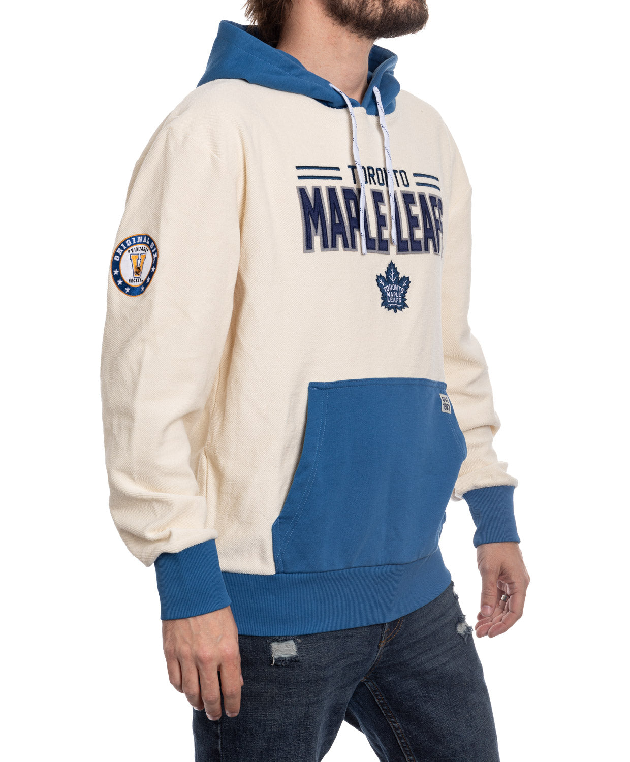 Chandail à capuchon unisexe de qualité supérieure Toronto Maple Leafs NHL en tissu éponge inversé, style rétro