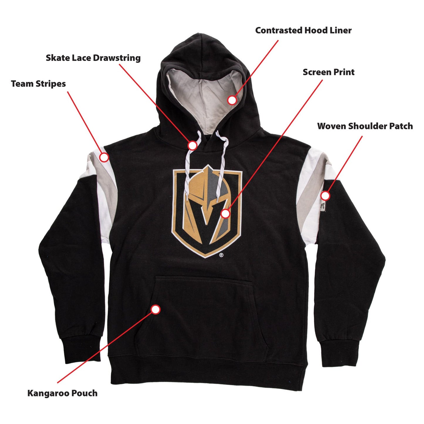 Sweat à capuche rétro style universitaire Vegas Golden Knights