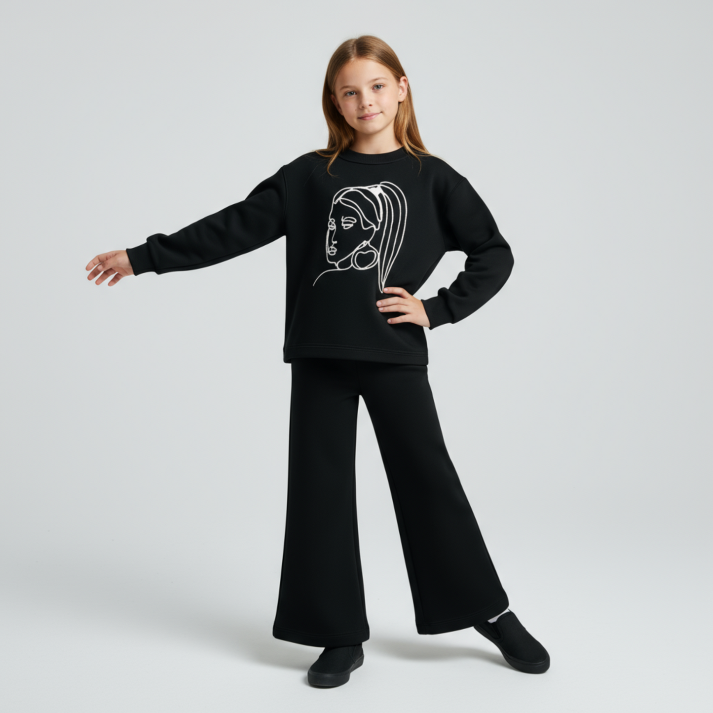 Ensemble élégant en coton évasé pour filles