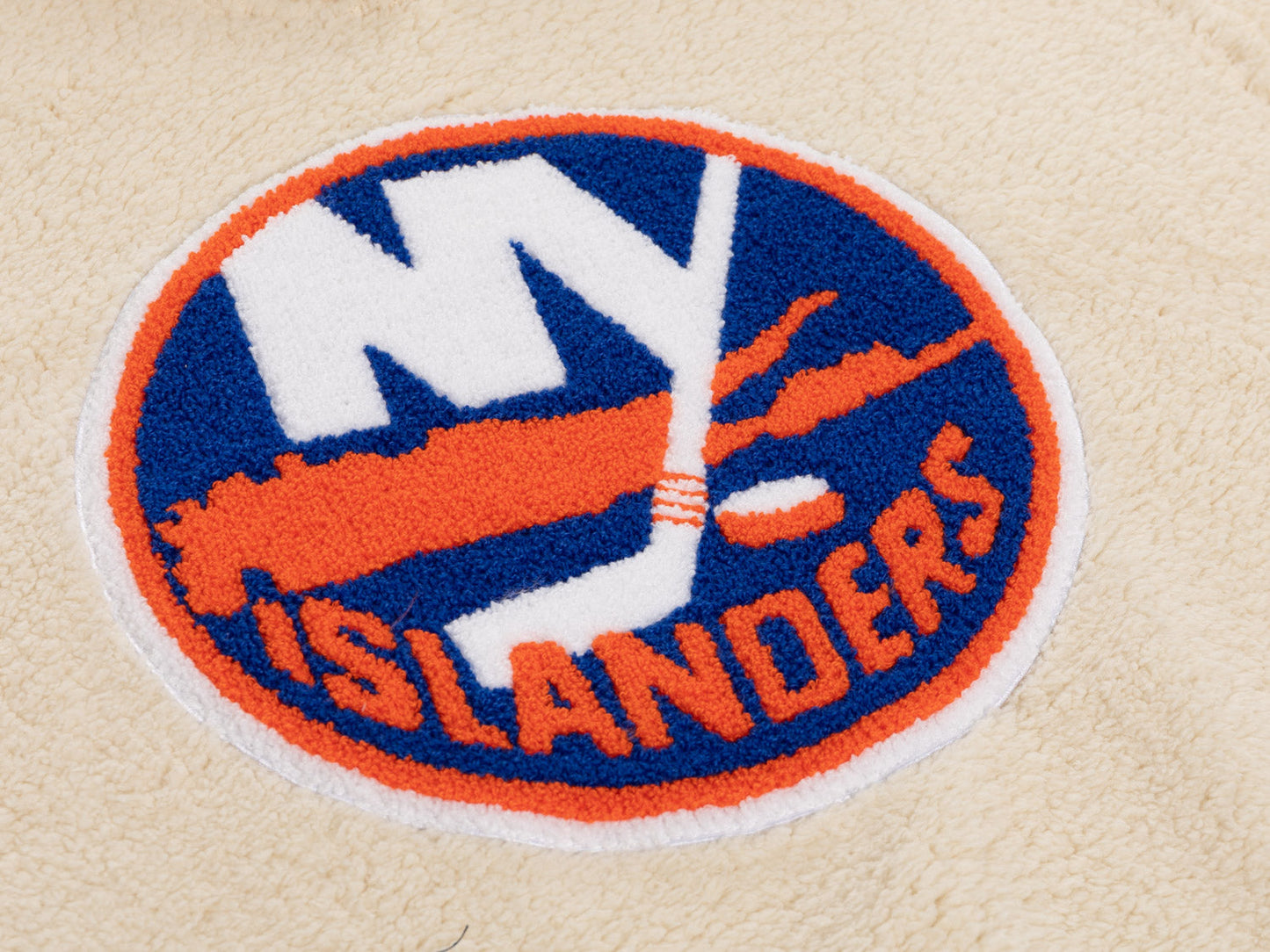 Chandail à capuchon Sherpa pour femme des Islanders de New York avec logo en chenille de qualité supérieure
