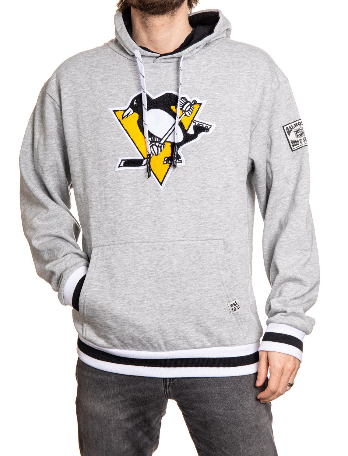 Sweat à capuche en chenille tissée avec logo "style Muskoka" Pittsburgh Penguins de qualité supérieure